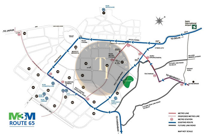 M3M Route 65 Location Map